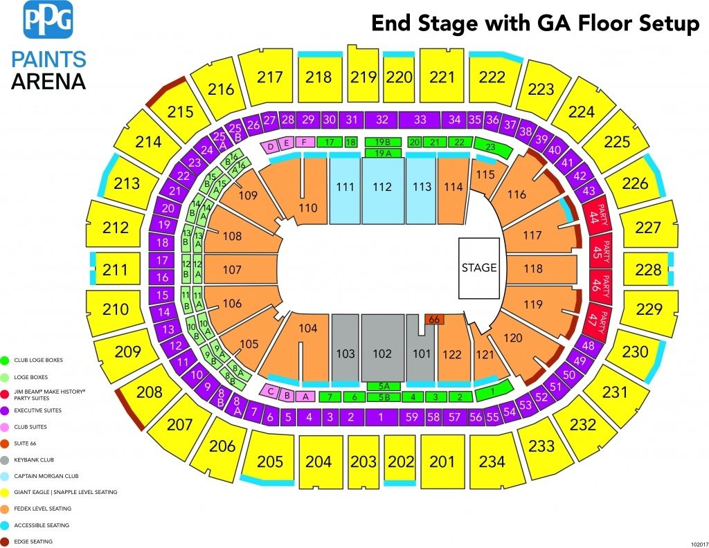 Brilliant Ppg Paints Arena Concert Seating Charts Seating Plan